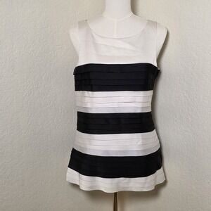 White House Black Market Sleeveless Top Striped Ruffle‎ Size 8 - See Condition